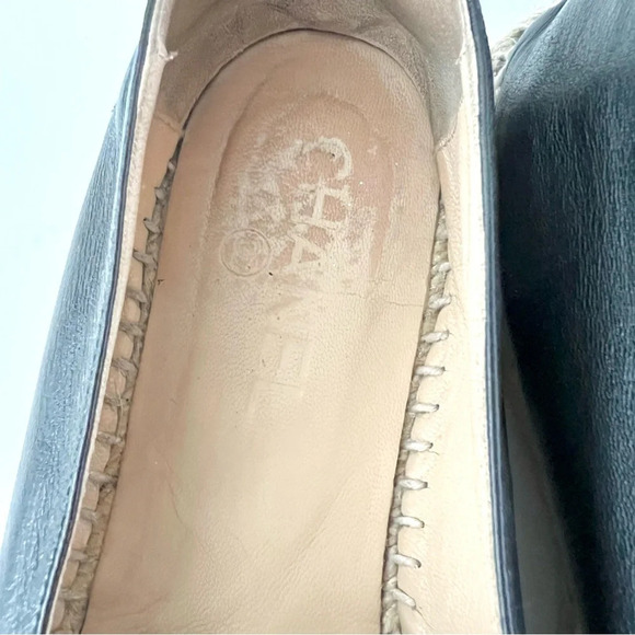 CHANEL || CC Cap Toe Black Leather Espadrille Loafers Logo Size EU 39 - Picture 8 of 16